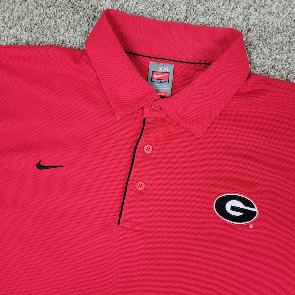 Nike Georgia Bulldogs Mens 2XL Solid Red Performance Stretch Polo SS